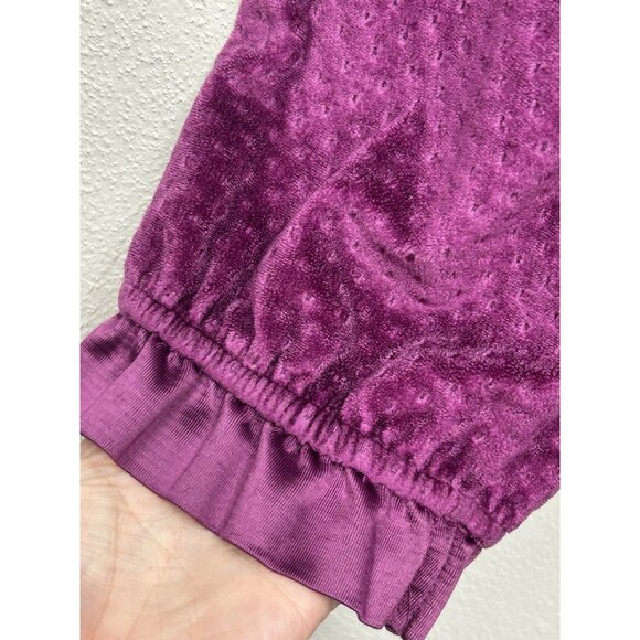 Vintage Velvet Housecoat Medium Purple Cottagecore Prairie Zip Front Grandma USA - Picture 6 of 10